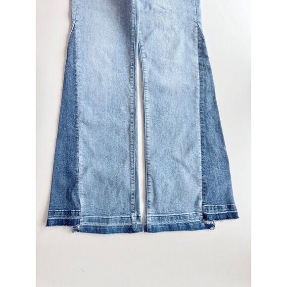 GAP 70's Flare Medium Patched High Rise Flared Leg Step Hem Jeans, Size 27/4 - Picture 8 of 16